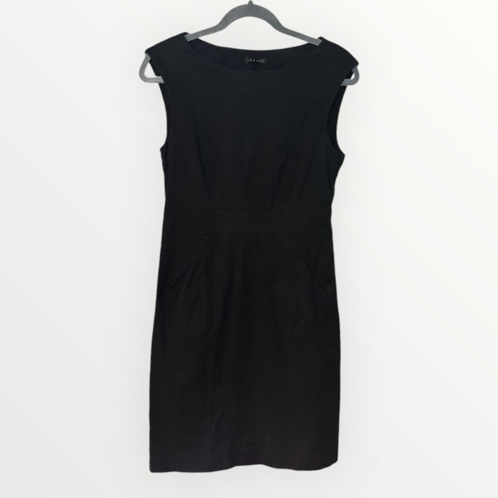 Theory Black Wool Structured Sheath Dress Size 6